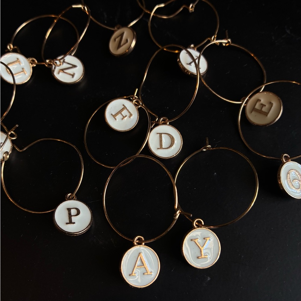 Gold & White Enamel Double Sided Charms - A, B, F, G, I, L, Y, P, D, U, E, N